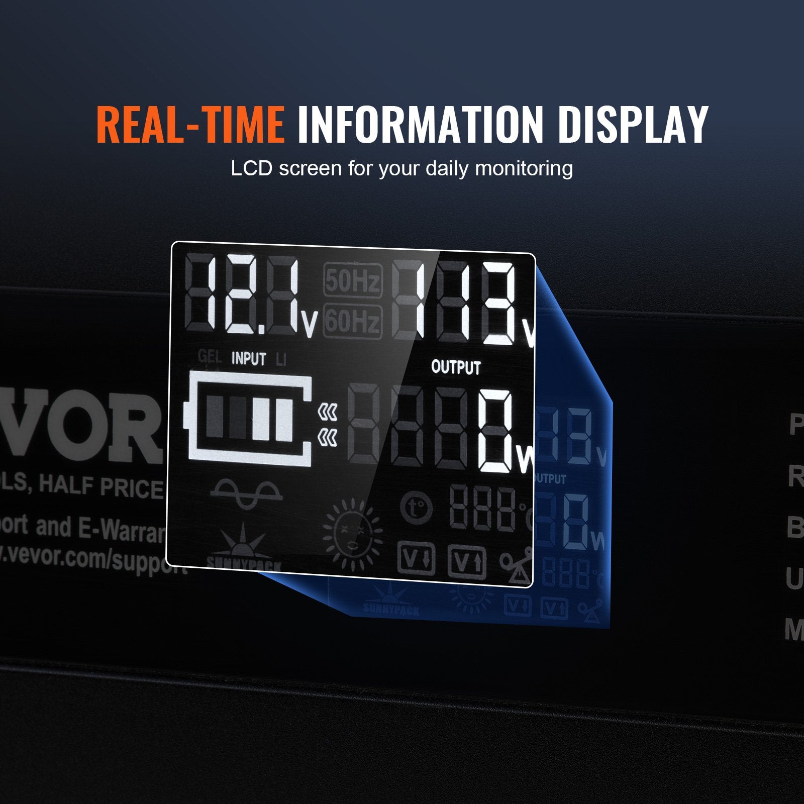 Modified Sine Wave Inverter, 3000Watt, DC 12V To AC 120V LCD Display Power Inverter With 3 AC Outlets 2 USB Port 1 Type-C Port 10 Spare Fuses, For Large Household Equipment, CE FCC Certified