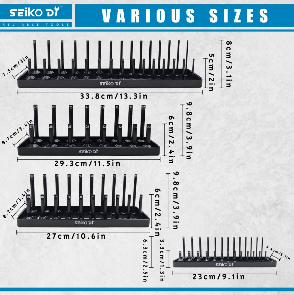 8-Piece Socket Storage Rack, Compatible With Multiple Socket Sizes, Ideal For Organizing Tools In Warehouses And Tool Rooms