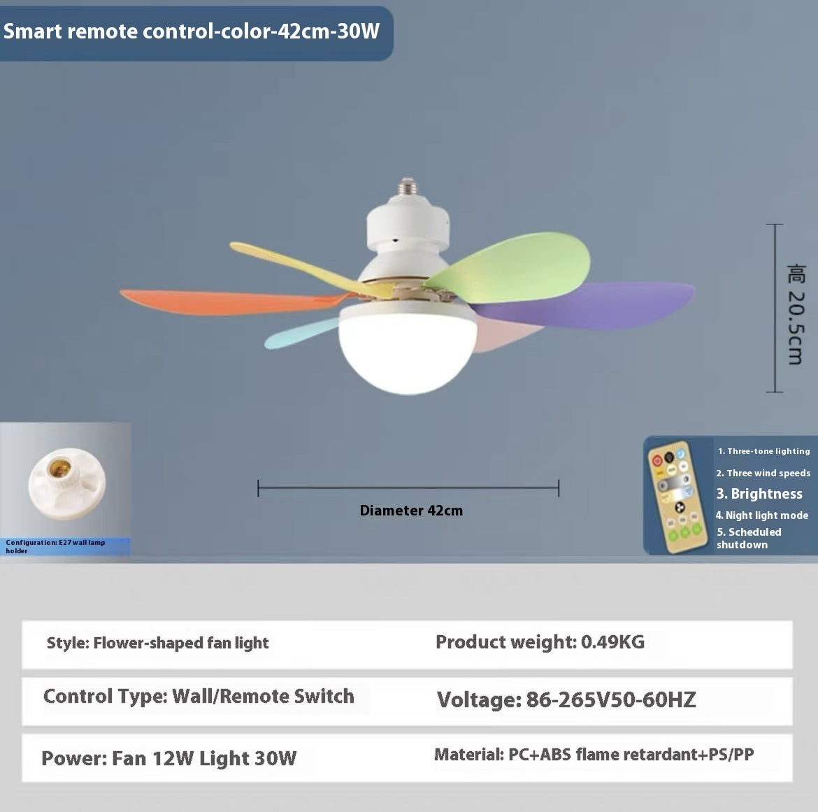 Screw Bedroom Living Room Ceiling Fan Lights Wind Mute Ceiling Fan Lights