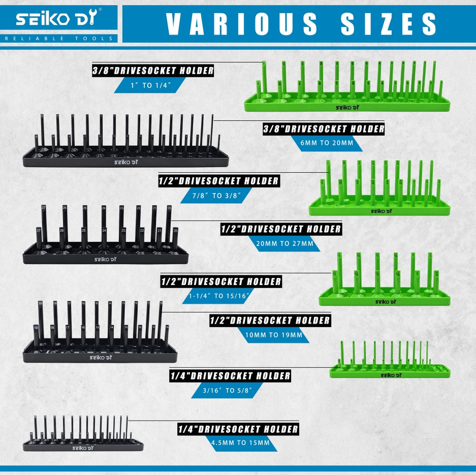 8-Piece Socket Storage Rack, Compatible With Multiple Socket Sizes, Ideal For Organizing Tools In Warehouses And Tool Rooms