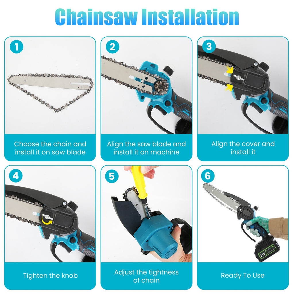 1Pc 2 In 1 8in Cordless Electric Pole Saw And Mini Chainsaw With Extension Poles 2Pcs 21V 3.0Ah Batteries Adjustable Length Chain Saw With Auto Oiler