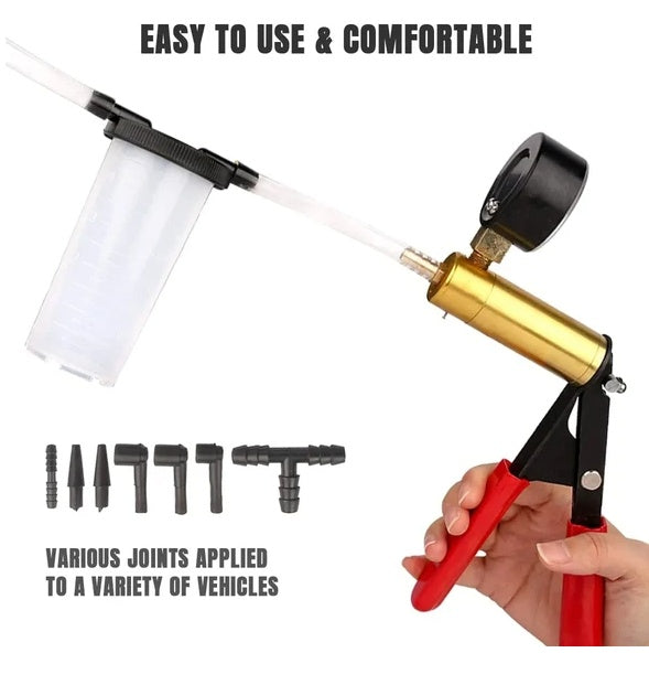 Hand Held Vacuum Pressure   Tester Set Brake Fluid Bleeder Bleeding Kit
