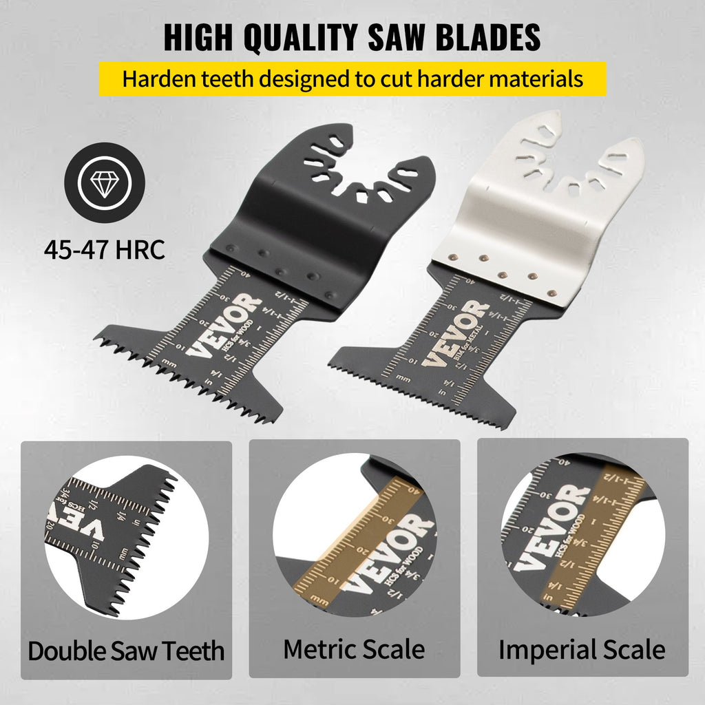 50 PCS Oscillating Saw Blades, Quick Release Multitool Blades Kit, HCS Tool Blades For Wood Plastic Metal Nails Bolts, Compatible With Dremel Fein Worx