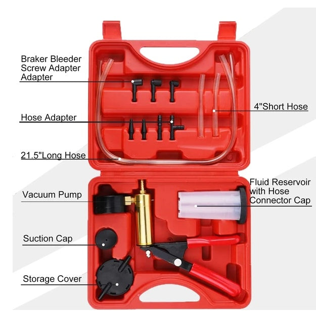 Hand Held Vacuum Pressure   Tester Set Brake Fluid Bleeder Bleeding Kit