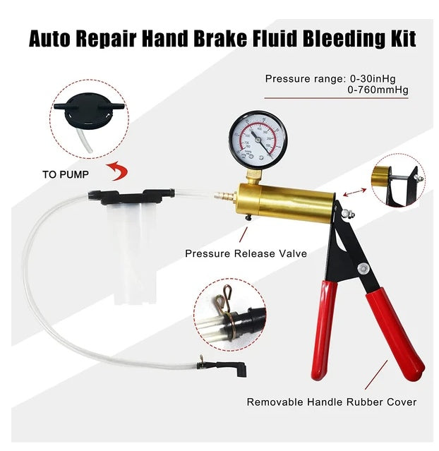 Hand Held Vacuum Pressure   Tester Set Brake Fluid Bleeder Bleeding Kit