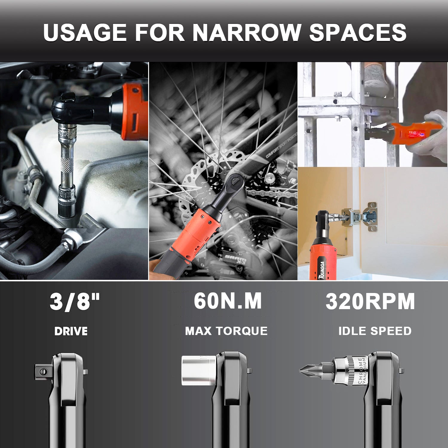 Cordless Electric Ratchet Wrench Set, 12V, 45ftlbs,Variable Speed Power Ratchet Wrench,with Batteries2,Automotive Repair Tools, Electric Tools Cordless,Hardware,Impact,Heavy Duty
